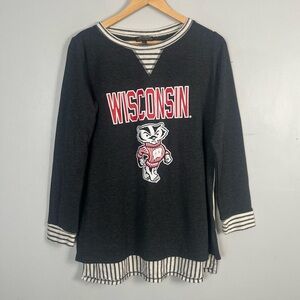 Game day Couture University of Wisconsin Badgers long sleeve striped top m/l